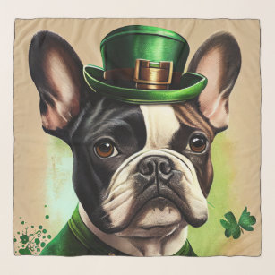 French Bulldog in St. Patrick's Day Dress Scarf