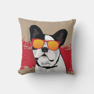 French Bulldog in sunglasses Throw Pillow