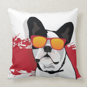 French Bulldog in Sunglasses Throw Pillow