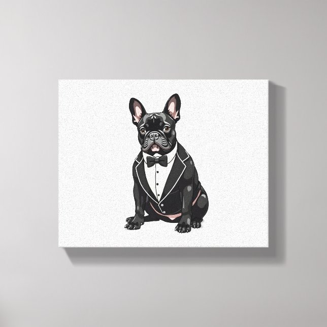 French Bulldog in Tuxedo Canvas Print (Front)