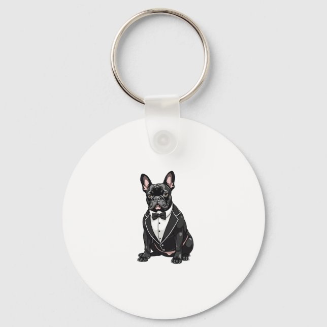 French Bulldog in Tuxedo Keychain (Front)