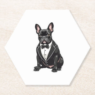 French Bulldog in Tuxedo Paper Coaster