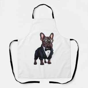 French Bulldog in Tuxedo Wearing Glasses Apron