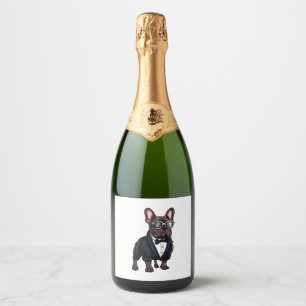 French Bulldog in Tuxedo Wearing Glasses Sparkling Wine Label