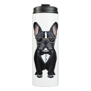 French Bulldog in Tuxedo Wearing Glasses  Thermal Tumbler