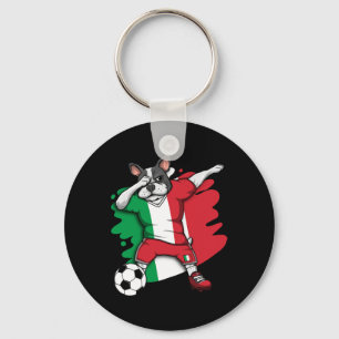 French Bulldog Italy Soccer Fans Jersey Football Keychain