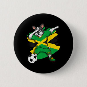 French Bulldog Jamaica Soccer Fans Jersey Football 2 Inch Round Button