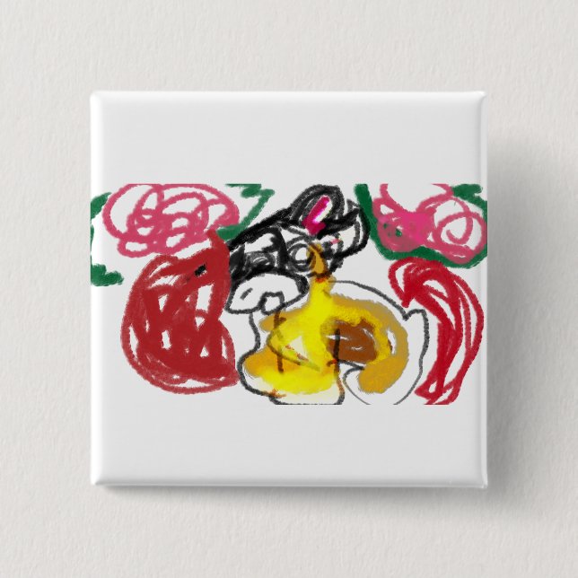 french bulldog  joy 2 inch square button (Front)