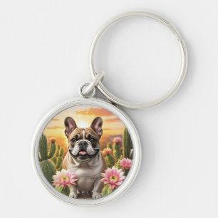 French Bulldog Kaktus Französische Bulldogge  Keychain