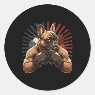 French Bulldog Kickboxing Martial Art Boxing Dog G Classic Round Sticker