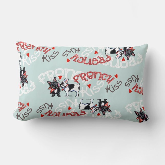 French Bulldog Kiss Lumbar Pillow (Front)