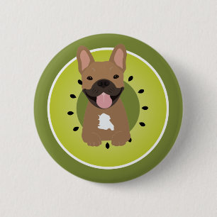 French Bulldog Kiwi Fruit Paper 2 Inch Round Button