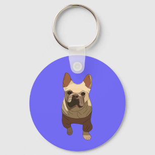 French Bulldog, Lavender Purple Keychain