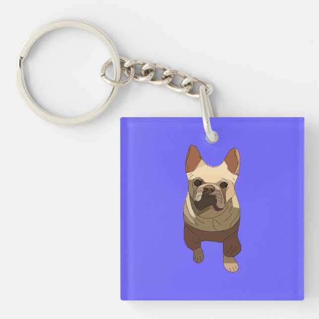 French Bulldog, Lavender Purple Keychain (Front)