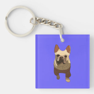 French Bulldog, Lavender Purple Keychain