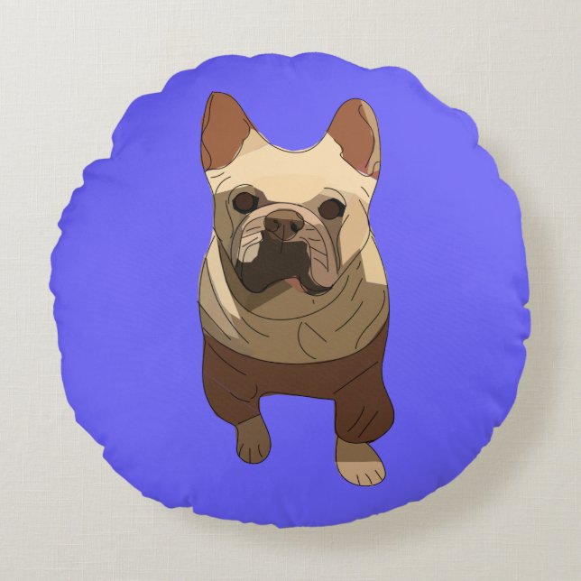 French Bulldog, Lavender Purple Round Pillow (Front)