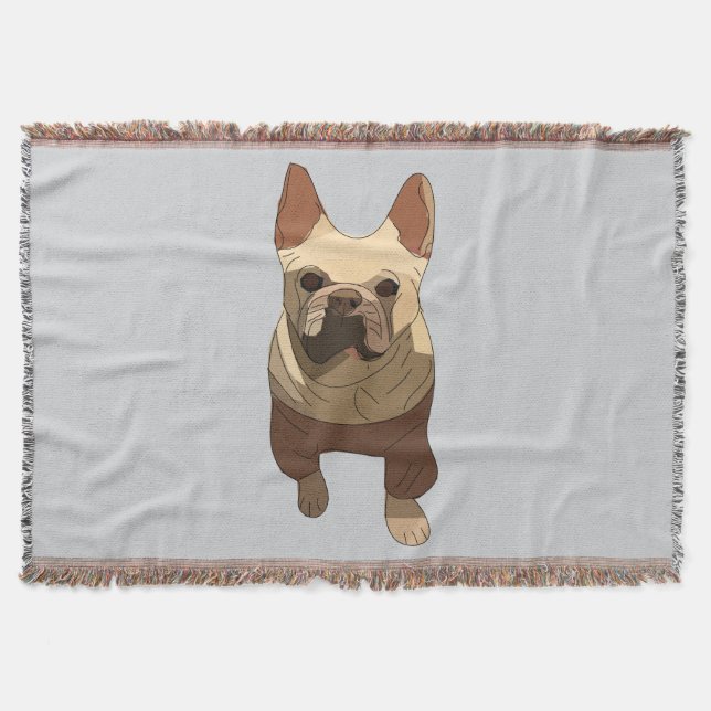 French Bulldog, Lavender Purple Throw Blanket (Front)