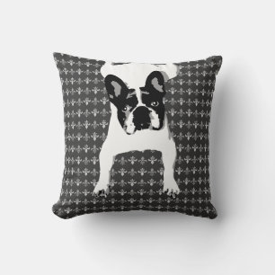 French Bulldog laying on Lille pattern Throw Pillow