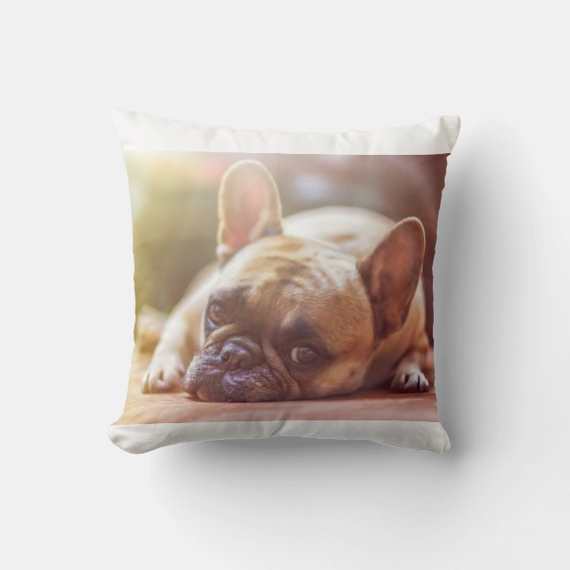 french bulldog laying throw pillow (Front)