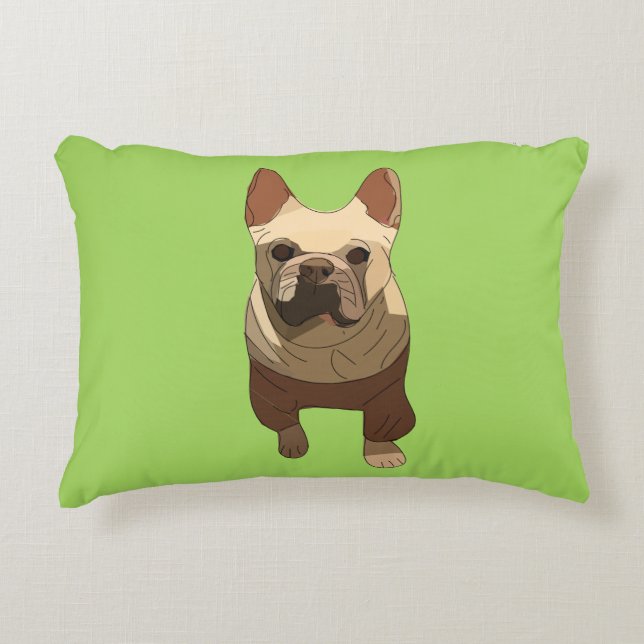 French Bulldog, Lime Green Accent Pillow (Front)