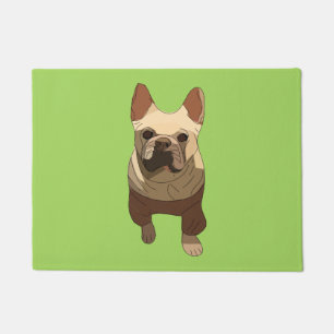 French Bulldog, Lime Green Doormat