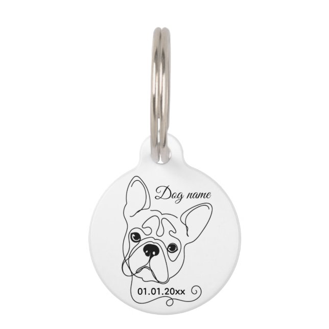 French Bulldog Line Art Personalized Tag (Front)
