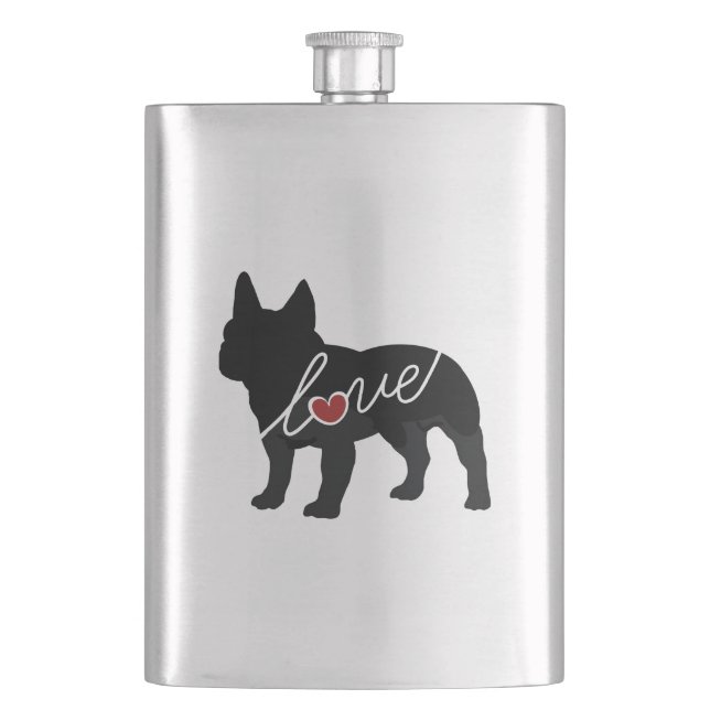 French Bulldog Love Hip Flask (Front)
