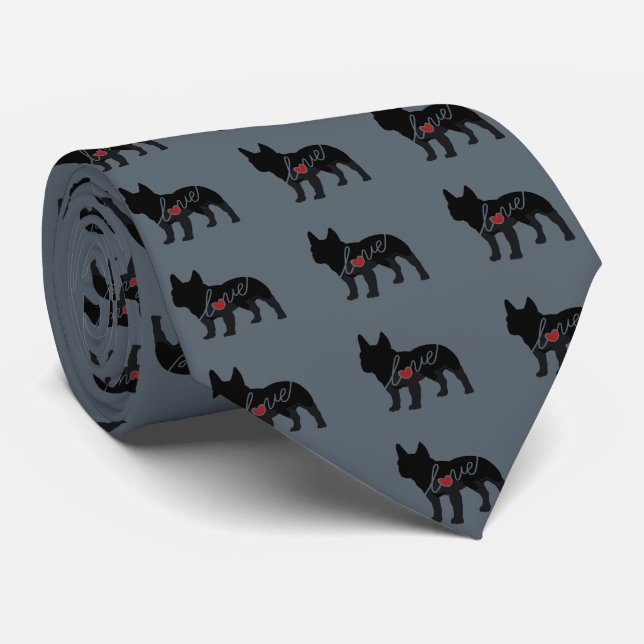 French Bulldog Love Tie (Rolled)
