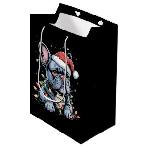 French Bulldog Lover Frenchie Christmas Hat Xmas Medium Gift Bag