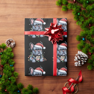 French Bulldog Lover Frenchie Christmas Hat Xmas  Wrapping Paper