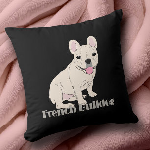 French Bulldog Lovers Black Throw Pillow
