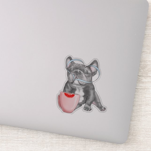 French Bulldog Loving Coffee 4x4 inch (Detail)