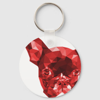 French Bulldog Low Poly Art in Red Keychain