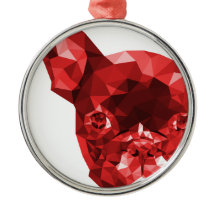 French Bulldog Low Poly Art in Red