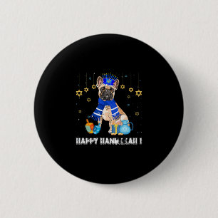 French Bulldog Menorah Hat Happy Chanukah Hanukkah 2 Inch Round Button