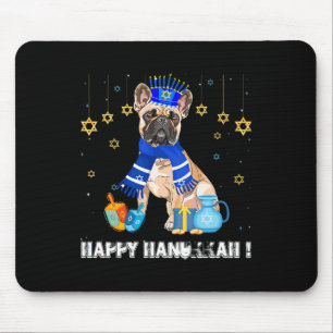 French Bulldog Menorah Hat Happy Chanukah Hanukkah Mouse Pad