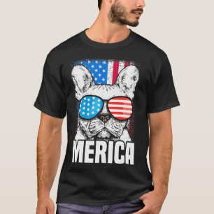 French Bulldog Merica Patriotic American Dog T-Shirt
