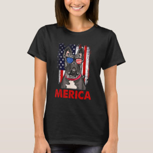 French Bulldog Merica Patriotic American Flag 4th T-Shirt