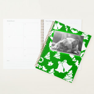 French Bulldog Merry Christmas Tree Wreath Bells Planner