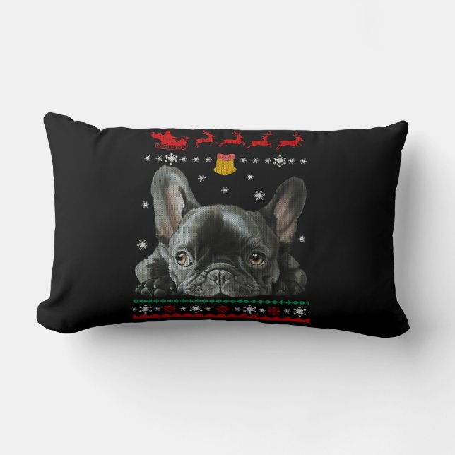 French Bulldog | Merry Christmas With Frenchie Lumbar Pillow (Front)