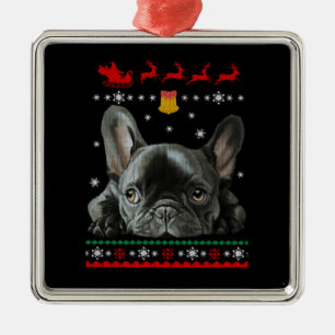 French Bulldog   Merry Christmas With Frenchie Metal Ornament
