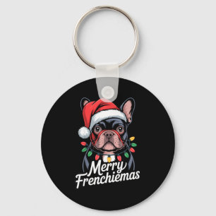 French Bulldog Merry Frenchiemas Santa Hat Christm Keychain