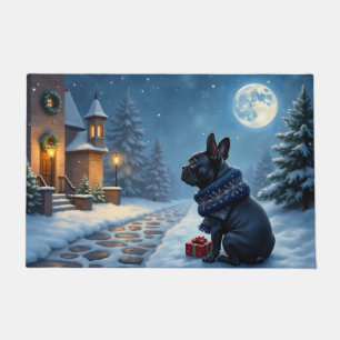 French Bulldog Midnight Christmas Eve Art Doormat