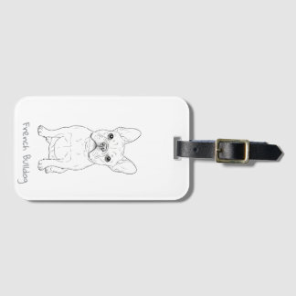 French Bulldog Minimalist Line Art - Front and Bac Luggage Tag
