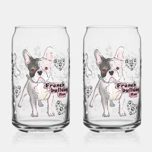 French Bulldog Mom   Bones & Hearts  Can Glass