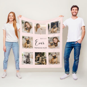 French Bulldog Mom Mother Pink Photo Collage Fleece Blanket