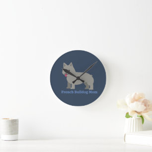French Bulldog Mom Round Clock