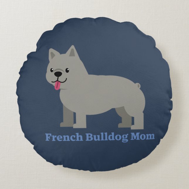 French Bulldog Mom Round Pillow (Front)