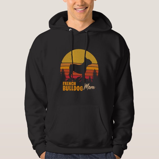 French Bulldog Mom Vintage Retro Hoodie (Front)