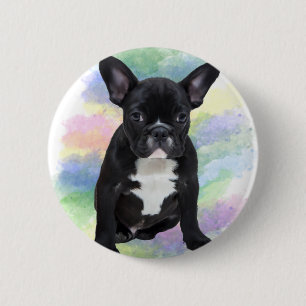French Bulldog Mom Water Colour Oil Painting Art 2 Inch Round Button